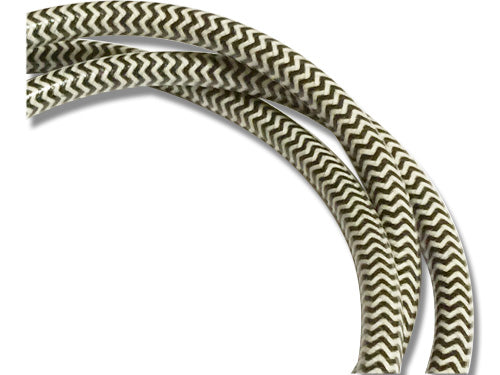 Herringbone Vintage Plug Cord Set White/Black