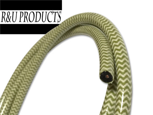 Herringbone Vintage Plug Cord Set Olive/White