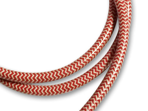 Herringbone Vintage Plug Cord Set Red/White